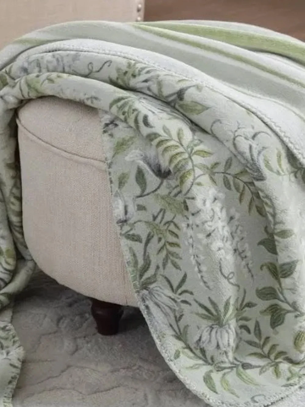 New! Laura Ashley Coco Luxe Plush Reversible Throw Blanket, 60in x 70in, Sage